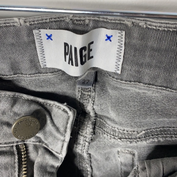 PAIGE Peg Skinny Distressed Grey Wash Denim Jeans - Picture 6 of 7